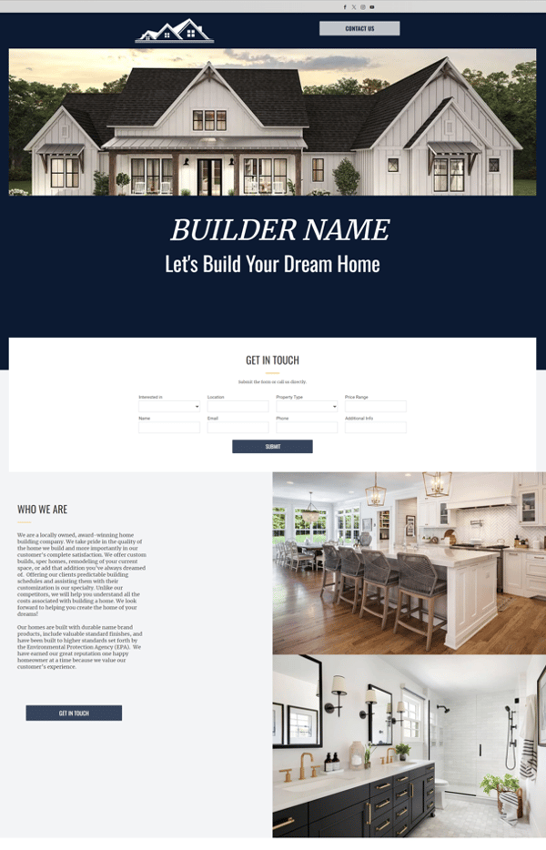 Homebuilder Website Example